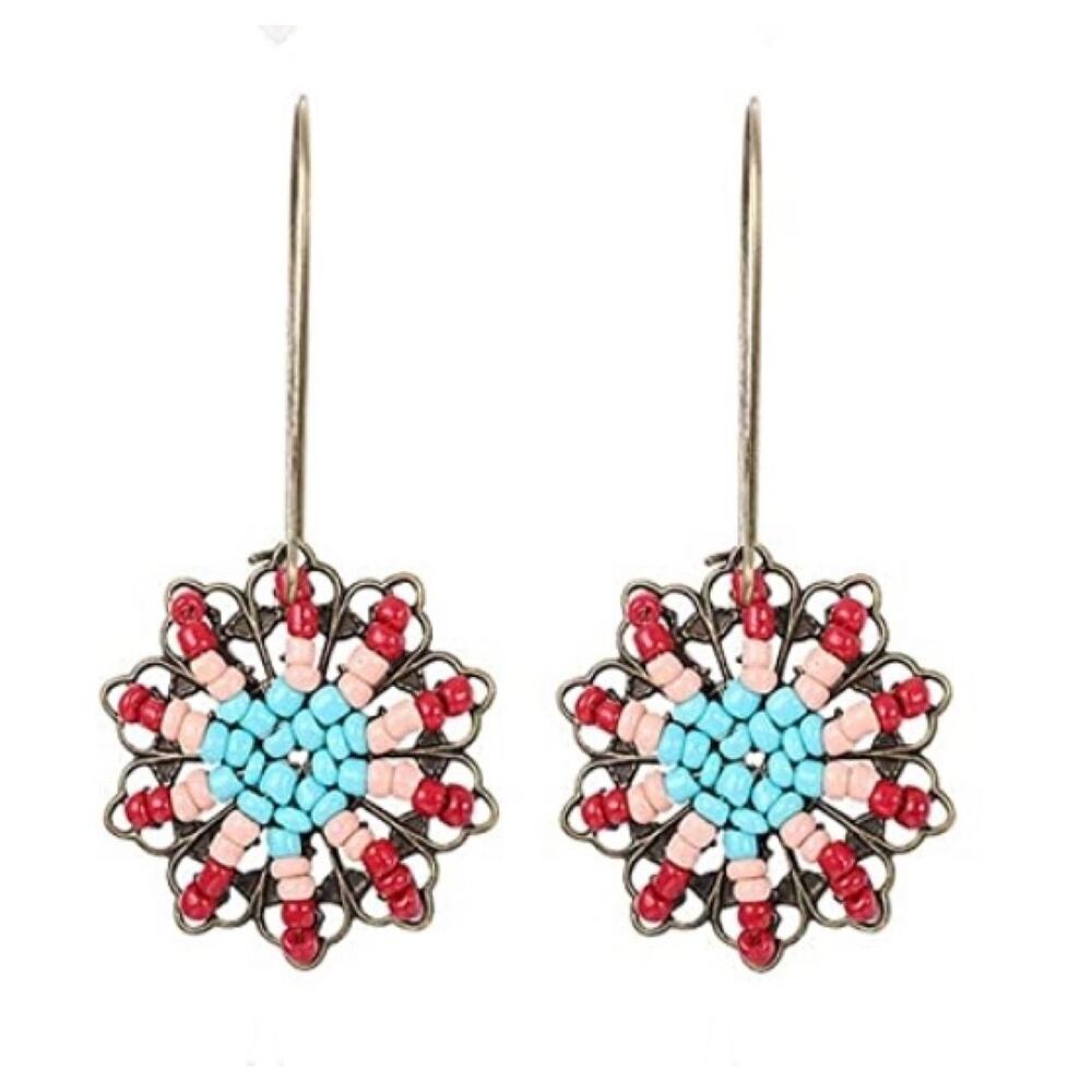 Boho Copper Beaded Earrings